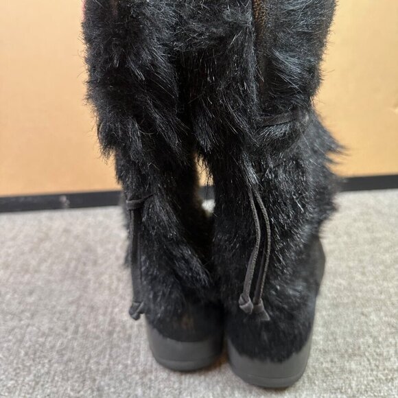 Tecnica Skandia Apres Ski Skiing Goat Hair Black Winter Fur Boots Size 7 Women - Picture 2 of 8